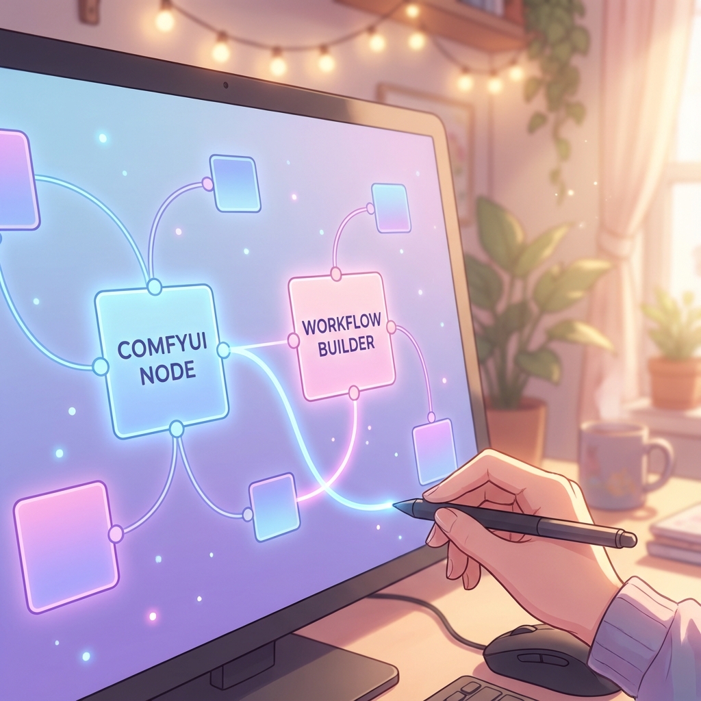 ComfyUIのノード操作イメージイラスト