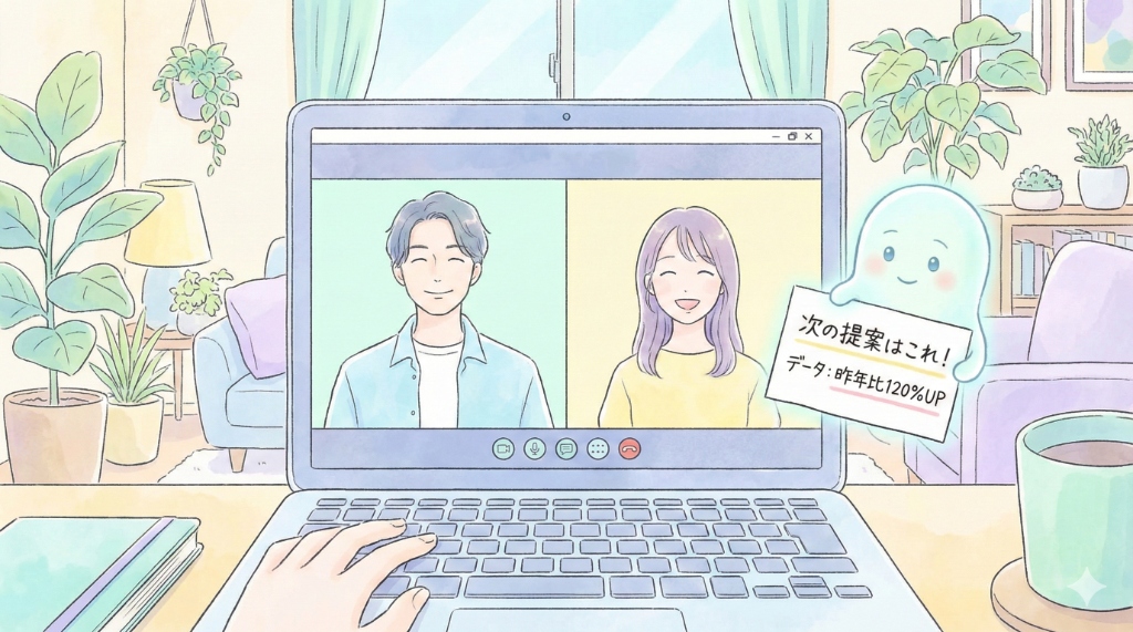 会議AIがリアルタイムでサポートするイメージ